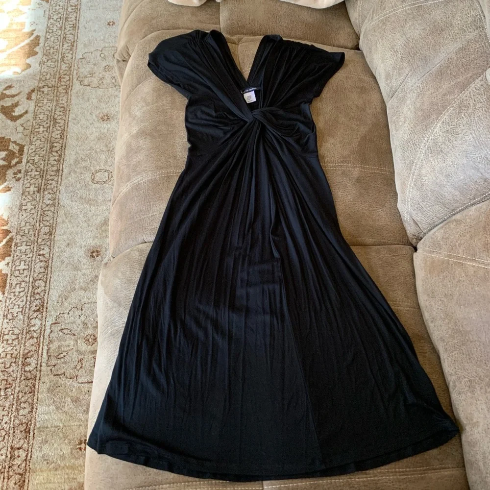 Boston Proper Black Twist Front Deep V Neck LBD Small - Picture 1 of 3